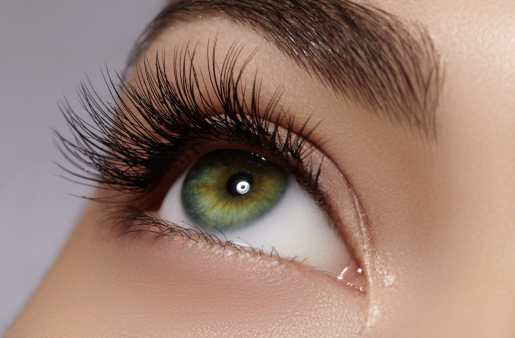 Close up of eye with eyelash growth